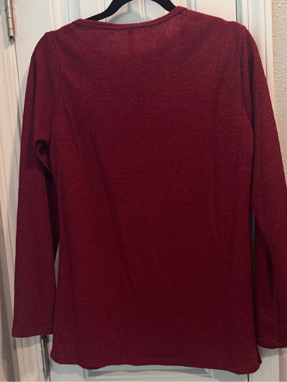 Magic Fit Textured Knit Sweater in Raspberry Red - Picture 5 of 6